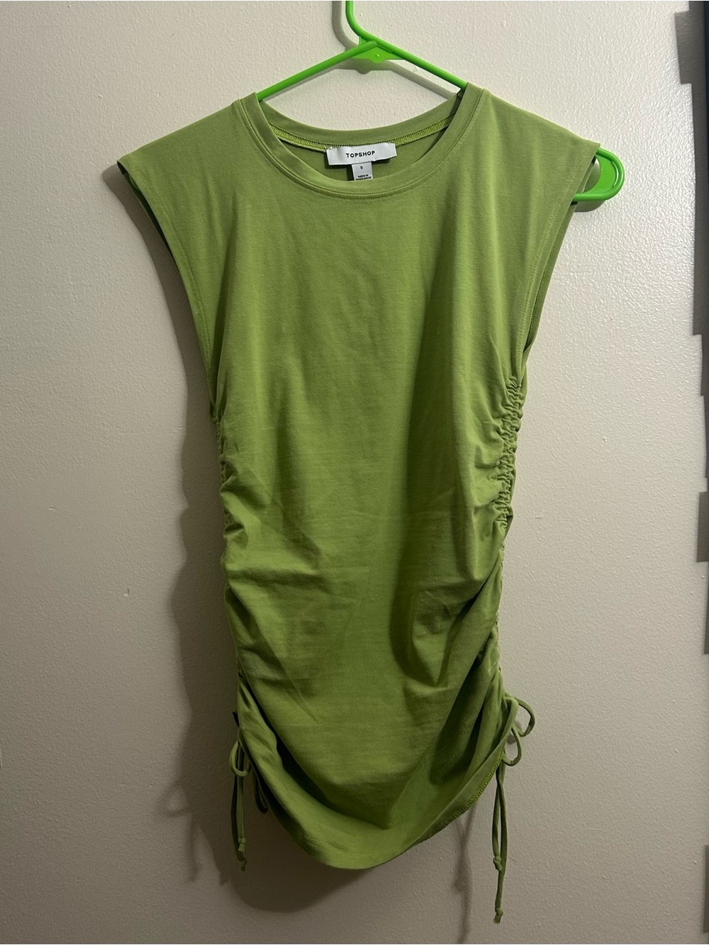 Topshop Drawstring Ruched Stretch Cotton Tank NWOT